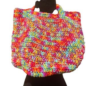 Vintage handcrafted multicolored Crochet handbag